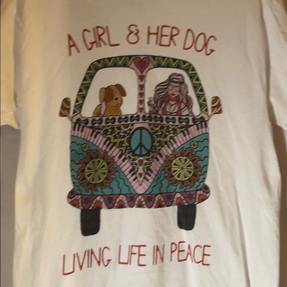 A Girl and Her Dog Living Hippie Peace T Shirt